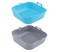 Ujjdwiurgh 2 Pcs Grand Air Fryer Silicone Liner Pot RéUtilisable Air Fryer Panier RéSistant à la Chaleur Anti-AdhéSif Air Fryer Liners Tapis Bol