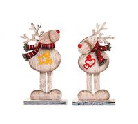 Ujjdwiurgh 2 PièCes Cadeau de NoëL pour Enfants en Bois Assemblé éLan de NoëL DéCoration de NoëL pour DéCor de NoëL Ornement de NoëL