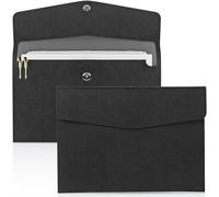 Ujjdwiurgh 2 Pièces Dossier de Documents, Imperméable à L'Eau Mince en Cuir PU A4 Enveloppe Dossier Extensible Organisateur de Fichiers Portefeuille Étui de Rangement Facile à Utiliser