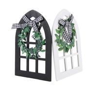 Ujjdwiurgh 2 PièCes en Bois Ferme FenêTre à Plusieurs Niveaux Plateau DéCoration Plaid Rustique Ferme DéCor CathéDrale Arc FenêTre éTagèRe Accessoire Photo