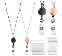 Ujjdwiurgh 2 PièCes RéTractable Bobine D'Insigne Cordon avec Titulaire D'Identité Collier Insigne de LanièRe Clip ChaîNe Support éTanche -B