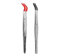 Ujjdwiurgh 2 PièCes SéRies Pinces à éPiler CourbéEs à Pointe en Caoutchouc CourbéE Pince à éPiler en Acier Inoxydable pour la Fabrication de de Laboratoire