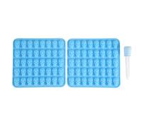 Ujjdwiurgh 2 PièCes Skull Bonbons Moules Silicone, Chocolat Moules avec 1 Compte-Gouttes Silicone AntiadhéSif de Qualité Alimentaire pour Bonbons Bleu