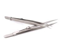 Ujjdwiurgh 2 Pinces de Précision, Outils de Fabrication de Modèles, Pinces à Pointe Plate Courbées et Droites Améliorées en Acier Inoxydable