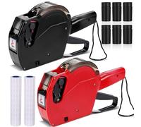 Ujjdwiurgh 2 Pistolets à Étiquettes de Prix à 8 Chiffres, Kit de à Étiquettes de Prix avec 20 Rouleaux D'Étiquettes Autocollantes Blanches Vierges et 6 Recharges D'Encre