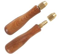 Ujjdwiurgh 2 Poignées de en Bois pour Perceuse à Main avec Mandrin à Pince en Laiton, Poignée en Bois pour Perceuse à Main