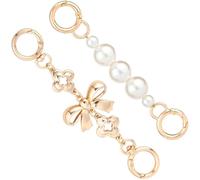 Ujjdwiurgh 2 Rallonges de Sac à Main en Forme de Nœud Doré, Chaînes D'Extension en Métal et Perles, Remplacement de Sangle de Sac à Main à Motif de Nœud, pour à Main,