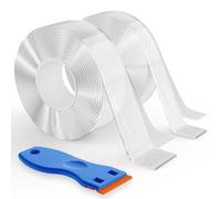 Ujjdwiurgh 2 Rouleaux de Adhésif Double Face Très Résistant, Transparent et Amovible pour Accrocher des Affiches, des Tapis, des Tableaux