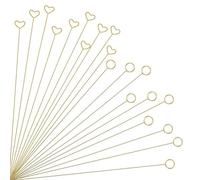 Ujjdwiurgh 20 Bâtons de Porte-Cartes à Fleurs Dorées, Pics Floraux en Métallique de 12 Pouces, Porte-Cartes à Fleurs Dorées, Cœur, Cercle