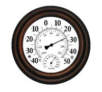 Ujjdwiurgh 20 cm Antique Intérieur Extérieur Thermomètre Hygromètre Température Humidité Mètre Horloge Murale Thermomètre pour la Décoration Intérieure Facile à Installer