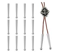 Ujjdwiurgh 20 Embouts de Cravate Bolo Argentés en Alliage Long pour Cordons, Accessoires de Rechange pour Cravate Bolo