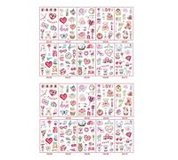 Ujjdwiurgh 20 Feuilles Autocollant de Tatouage Temporaire Saint Valentin Coeur Autocollant de Tatouage pour Enfants Garçon Filles Cadeau Saint Valentin