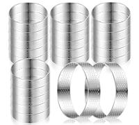 Ujjdwiurgh 20 Pièces Anneaux à Perforés Anneau à Rond Anneaux à en Acier Inoxydable pour Dessert Mousse Outil de Fabrication de Nourriture à Domicile Installation Facile