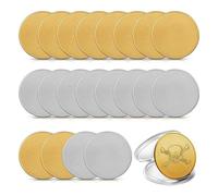 Ujjdwiurgh 20 Pièces de Pièces Vierges à Bords Filetés de 40 mm avec Boîte de Protection en Acrylique, Motif Gravable au, Installation Facile (Or + Argent)