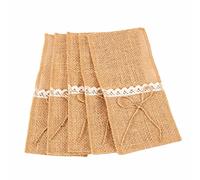 Ujjdwiurgh 20 PièCes SéRies Pays Table de Mariage Argenterie Titulaire Toile de Couverts Poches Fourche Poches Rustique DéCoration de Mariage