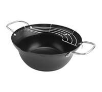 Ujjdwiurgh 20Cm Easy Verser RevêTement AntiadhéSif Tempura Fryer Pot avec éGouttoir à Rack Style Japonais Mini Deep Fry Pan