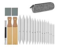 Ujjdwiurgh 22 Outils de Dessin de Croquis, 16 Estompes de Mélange avec 2 Taille-Crayons en Papier de Verre, 1 Outil D'Extension de Crayon