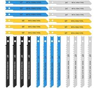 Ujjdwiurgh 24 Lames de Scie Assorties, Lame de Scie Sauteuse Comprenant 6T 8T 10T 14T 18T 24T 32T pour la Coupe Du Bois, Du Métal et Du Plastique