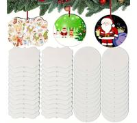 Ujjdwiurgh 24 Pièces de Décorations de Noël à Sublimation Vierges à Suspendre, Panneau MDF Double Face, Transfert Thermique, Pendentif avec Corde