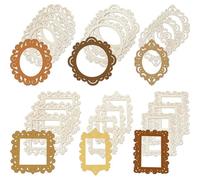 Ujjdwiurgh 24 Pièces Décoration Creuse en Bois Bricolage Cadre Photo en Bois Ornement Photo Cadres Photo de Mariage Cadre Photo en Bois Découpé