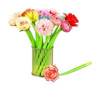 Ujjdwiurgh 24 PièCes Fleur Stylos Diverses Couleurs Marguerite Rose Oeillet Stylo à Bille Nouveauté Artificielle Rose Stylo 0.5Mm Stylo à Encre Noire