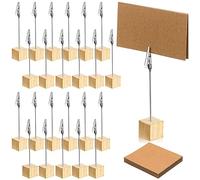 Ujjdwiurgh 24 Porte-Numéros de Table en Bois Rustique avec Pinces Mémo et Cartes, Porte-Photos en Bois