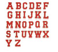 Ujjdwiurgh 26 Pièces de Patchs de Lettres en Chenille Autocollants Autocollants de Lettres Universitaires Paillettes Thermocollantes sur Patchs de L'Alphabet Rouge 5,5 cm