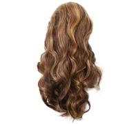 Ujjdwiurgh 26 Pouces Couleur Piano Européenne et Américaine Cheveux Longs Bouclés Grande Vague Perruque de Dentelle Perruques de Cheveux Féminins Perruque de Fibre Chimique