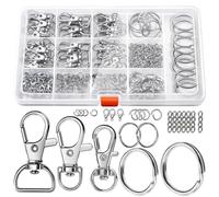 Ujjdwiurgh 265 Pièces Fermoir Mousqueton en Métal avec Ensemble de Porte-Clés pour L'Artisanat, Mousqueton de Clips de Lanière, Kit de de Clips de Fermoirs Pivotants