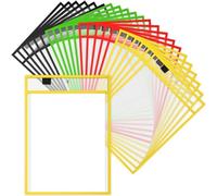 Ujjdwiurgh 28 Pièces Porte-Notes de Travail Poche Sac de Classement en Plastique Pochette Effaçable à Sec pour L'Organisation Du Bureau de L'Enseignant B