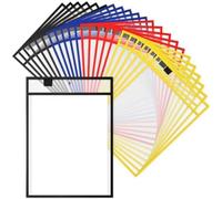 Ujjdwiurgh 28 Pièces Porte-Notes de Travail Porte-Notes Réutilisable Poche Sac de Classement en Plastique Pochette Effaçable à Sec pour L'Organisation Du Bureau de L'Enseignant A
