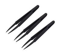 Ujjdwiurgh 3 Pcs Noir Plastique electronique pointu pointe Pince a epiler anti-statiques