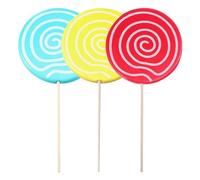 Ujjdwiurgh 3 Pièces Accessoire de Sucette Simulé Faux Modèle de Sucette Ornement de Bonbons Décoration de Fête de Festival de Mariage Facile à Utiliser, Rouge + Bleu + Jaune