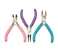 Ujjdwiurgh 3 PièCes Bricolage et Outil de Pinces ChaîNe Nez Pince Coupante Pince Pince à Bec Rond pour la Fabrication de en Perles