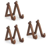 Ujjdwiurgh 3 Pièces Porte-Assiettes en Bois, Présentoir, Support pour Cadre Photo Décoratif 6 Pouces de Couleur Bois pour Plaque Décorative, Chevalets de Support