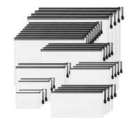Ujjdwiurgh 30 Pièces de Pochettes à Fermeture Éclair en Filet, Translucides, Imperméables, Noires et Blanches, pour des Parfaites pour les Fournitures Scolaires, la Salle de Classe et le Bure