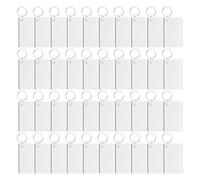 Ujjdwiurgh 30 Pièces MDF Panneau Vierge Porte-Clés Ensemble D'Ébauches Kit Ébauches de Transfert de Chaleur Double Face pour Le Bricolage et L'Artisanat