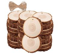 Ujjdwiurgh 30 PièCes Tranches de Bois Non Finies avec éCorce pour Artisanat Bois Kit Cercles Rondins Disques pour Bricolage Artisanat Ornements de Mariage