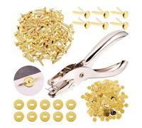 Ujjdwiurgh 300 Pièces de Fixations en Papier en Laiton de 3/4 Pouces, et 300 Pièces de Rondelles en Laiton Plaqué avec Perforatrice Dorée, 20 Mm, Durables, Faciles à Installer et à Utiliser