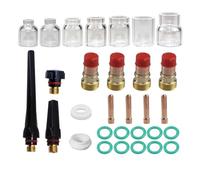 Ujjdwiurgh 30pcs TIG Accessoires de Torche de Soudage avec Lentille en Verre Courte pour Gaz, Kit de 4 à 12 Verres pour Torche -17/18/26 Soudage et Brasage.