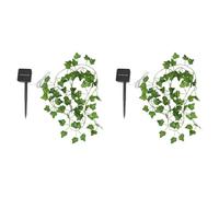 Ujjdwiurgh 32,8 Pi 100 LED Feuilles de Lierre Vert Guirlande Lumineuse Solaire Guirlande Lumineuse 2 Paquets de Guirlandes Lumineuses à Énergie Solaire, pour Jardin, Patio, Cour, Fête