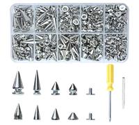 Ujjdwiurgh 354 Pcs 8 Tailles Cône Pointes en Métal Arbre Pointes Goujons pour Maroquinerie et Vêtements de Style Punk