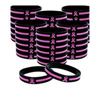 Ujjdwiurgh 36 Bracelets de Sensibilisation au Du sein en Vrac, Accessoires, Bracelets Simples en Silicone avec Rose