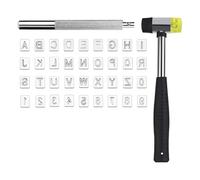 Ujjdwiurgh 38 Outils D'Estampage du Cuir, avec 36 Lettres et Chiffres, 1 Marteau en Caoutchouc, 1 Outil de Poinçonnage du Cuir, Outils de Sculpture