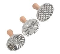 Ujjdwiurgh 3pcs Tampons à en Métal avec Kit de Moules à avec Manche en Bois pour la Pâtisserie DIY, Idéal pour la Découpe des Gâteaux et