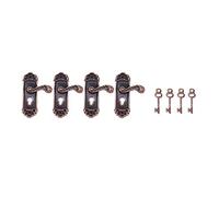 Ujjdwiurgh 4 Pcs Maison de Poupée Serrure 1:12 Alliage Rétro Maison Maison Miniature Serrure Porte Maison de Poupée Meubles Accessoires Poignée Droite Serrure de Porte Key Scene Accessoires