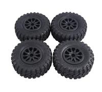 Ujjdwiurgh 4 Pièces 118 X 44 mm 2,2 Pouces Pneus en Caoutchouc et Jantes en Plastique Beadlock Pièces de Rechange Accessoires pour 1:10 RC Rock Crawler SCX10 RR10 RC Voiture Noir