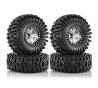 Ujjdwiurgh 4 Pièces 120mm 1,9 Pouces Jantes en Métal avec Anneau de Verrouillage en Caoutchouc pour Voiture sur 1/10 RC TRX4 D90 D110 pour SCX10, Argent