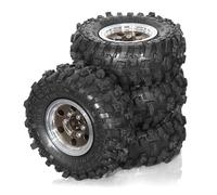 Ujjdwiurgh 4 Pièces 51 mm 1,0 Pouce en Métal Beadlock Roue Pneu Ensemble pour 1/18 1/24 RC Crawler Voiture TRX4M SCX24 FCX24 Pièces de Mise à Niveau Brun