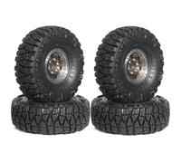 Ujjdwiurgh 4 Pièces 60 mm 1,0 Pouces de Pneus de Roue à Billes en Métal pour Voiture sur 1/18 1/24 RC TRX4M SCX24 AX24 FCX24 Pièces de Mise à Niveau Marron